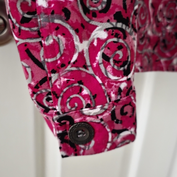 Christopher & Banks Pink and Black Swirl Women's Jacket Size Large - Picture 5 of 5
